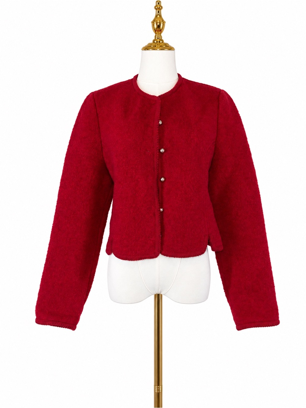 Vintage Filene’s Countryside Boiled Red Virgin Wool Cardigan Jacket Sz 12 S